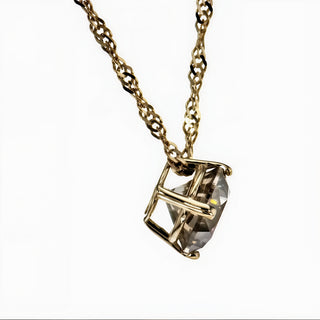 Goldene Aura – 14K Gelbgold-Halskette mit 0,92 ct Fancy Grayish Yellow Diamant im Brillantschliff