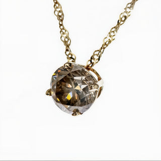 Goldene Aura – 14K Gelbgold-Halskette mit 0,92 ct Fancy Grayish Yellow Diamant im Brillantschliff