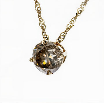 Goldene Aura – 14K Gelbgold-Halskette mit 0,92 ct Fancy Grayish Yellow Diamant im Brillantschliff